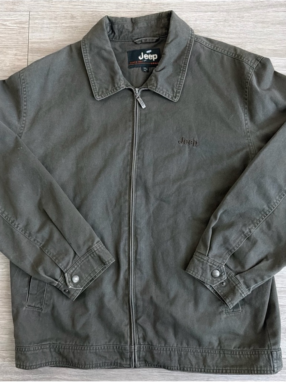 Jeep Men’s Full Zip Utility Jacket Gray Medium Y2K Outdoor